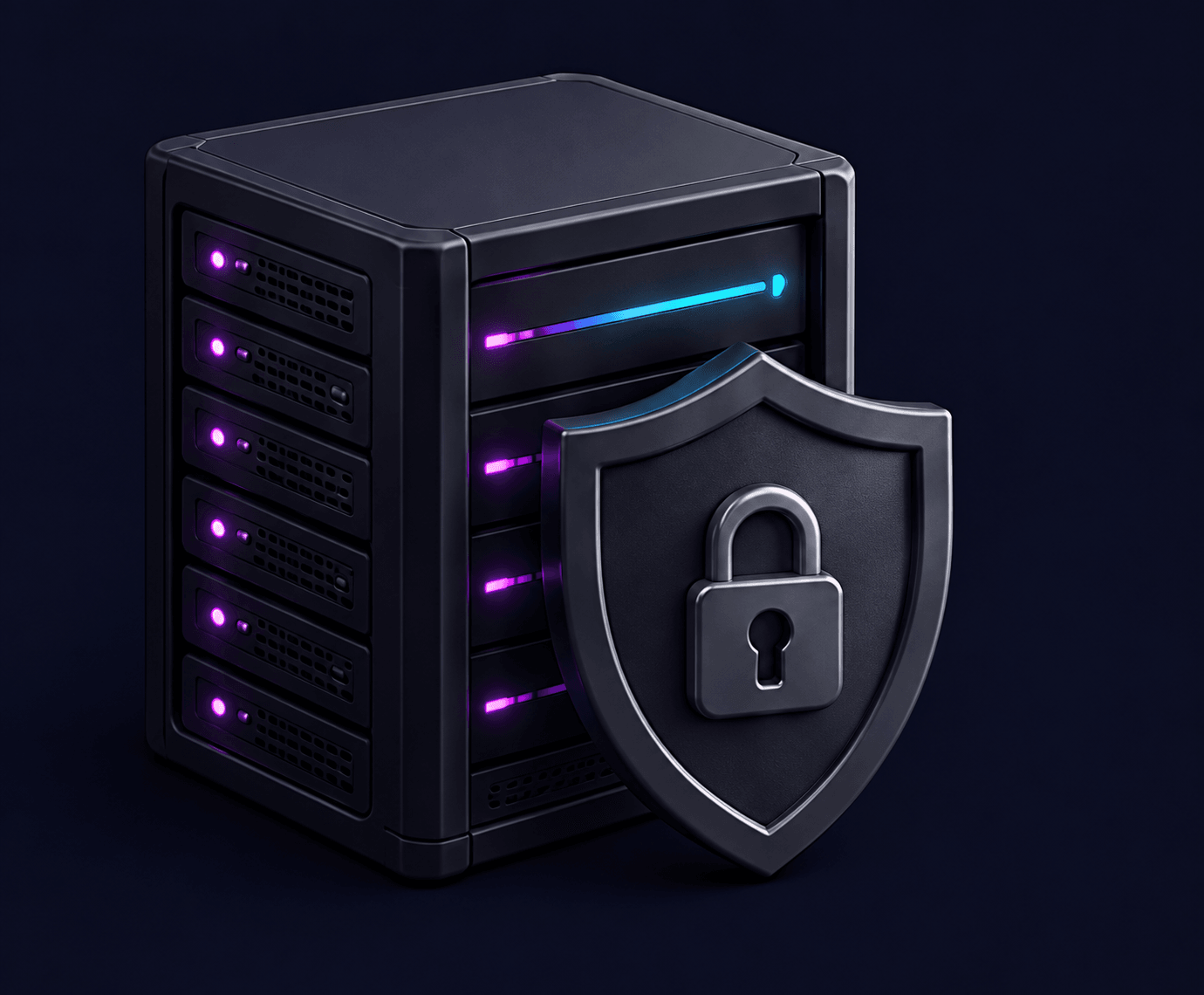 Server mit Schutzschild – Hosting auf eigenem Server